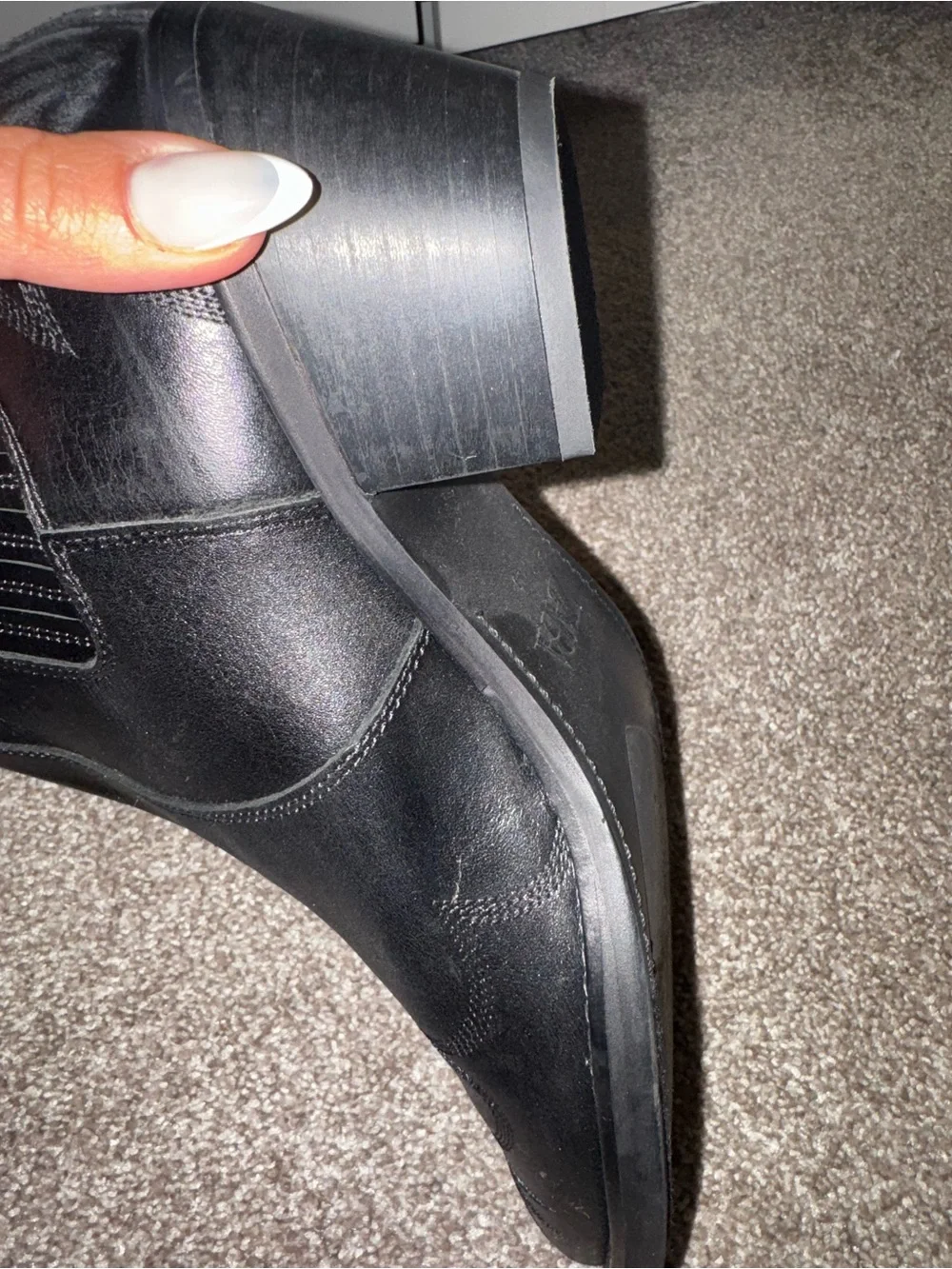 Zara Black Pointed Toe Leather Chelsea Booties